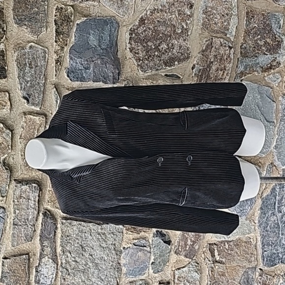 Theory Velvet Black Pinstripe Button Front Blazer Size:LG - Picture 1 of 11